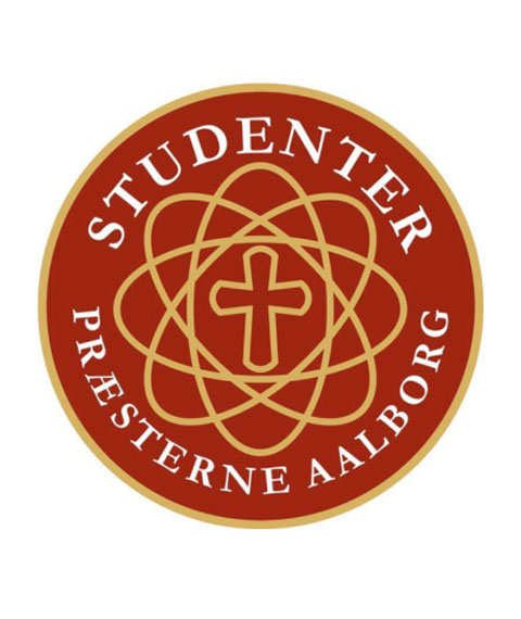 Logo Studenterpræsterne Aalborg med kors og atomer.